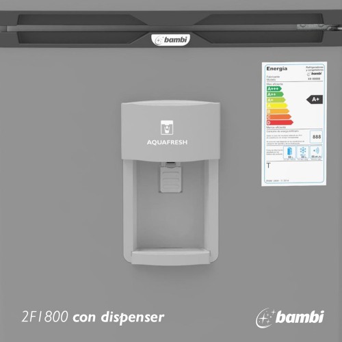 Imagen miniatura Heladera Con Freezer Bambi 2f1800pda 386 L Gris Dispenser