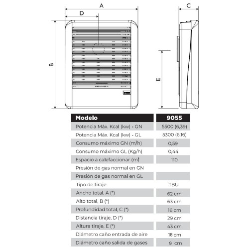 Imagen miniatura Calefactor Tiro Balanceado U Emege Patagonia 9055 5500 Cal