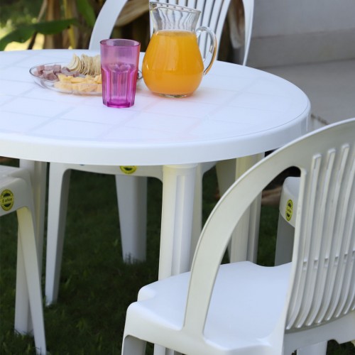 Imagen miniatura Mesa Pl&aacute;stica De Jard&iacute;n Voss 2000 Antillas Redonda 90cm Blanca