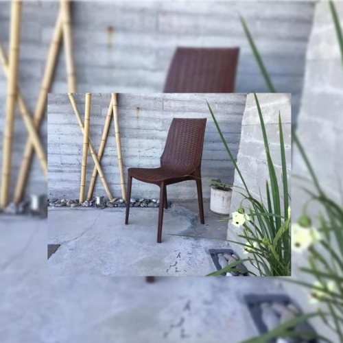 Imagen miniatura Silla Pl&aacute;stica Quality Harmony Simil Rat&aacute;n Chocolate