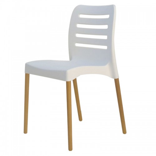 Silla De Diseño Comedor Sit Mobili 333 Ambar Patas Madera Blanca