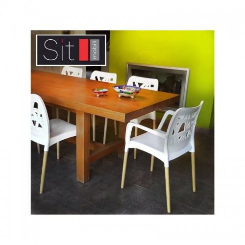 Imagen miniatura Sillón De Diseño Comedor Sit Mobili 353 Franca Patas Madera Blanca