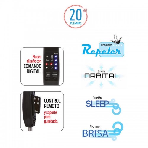 Imagen miniatura Ventilador De Pie 20 Liliana Vpd20r Digital Control Remoto