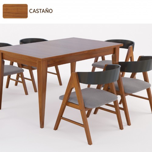 Imagen miniatura Mesa Comedor Inmacol 147 Escandinava 120x90 Madera Maciza Casta&ntilde;o