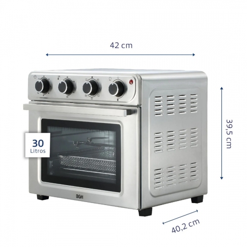 Imagen miniatura Horno Eléctrico Y Freidora De Aire Bgh Bhe30fx24t 30l Inox