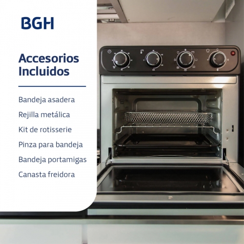 Imagen miniatura Horno Eléctrico Y Freidora De Aire Bgh Bhe30fx24t 30l Inox