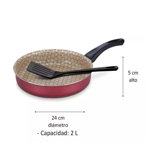 Imagen Set Batería De Cocina Tramontina Paris 6 Piezas Rojo