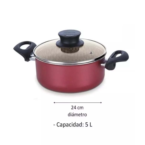 Imagen miniatura Set Batería De Cocina Tramontina Paris 6 Piezas Rojo