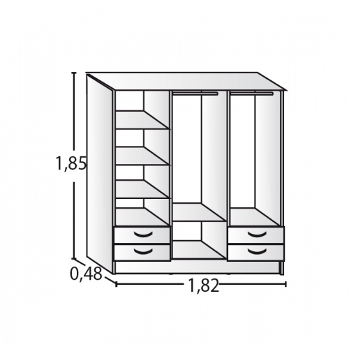 Imagen miniatura Placard Platinum 916-2 1.82 X 48 6 Puertas Roble Antiguo