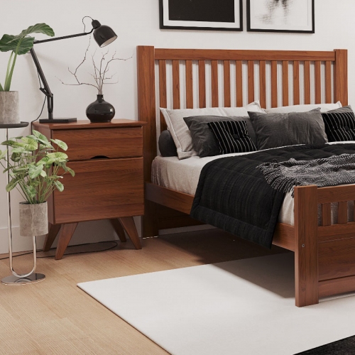 Imagen miniatura Mesa De Luz Inmacol 126 Escandinava Cajón Y Puerta Castaño