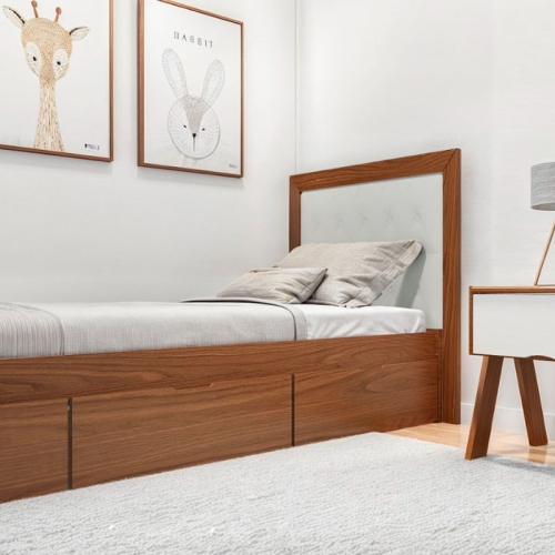 Imagen miniatura Cama 1 Plaza Inmacol 160 Con Cajonera 194x80 3 Cajon Castaño