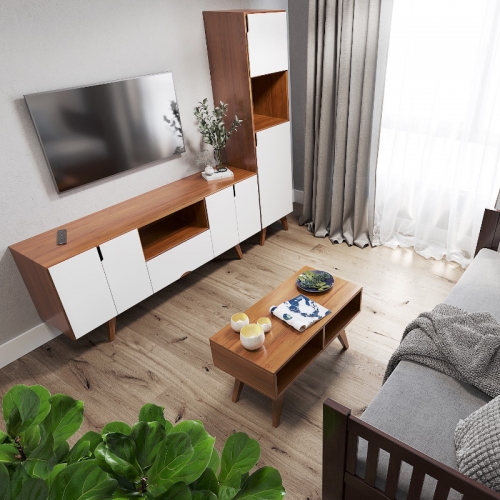 Imagen miniatura Rack De Tv Inmacol 150 Escandinavo 180x60x42 Miel Y Gris