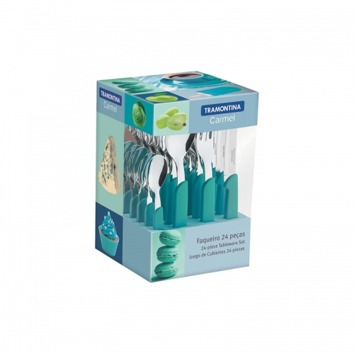 Imagen miniatura Juego De Cubiertos X24 Tramontina Carmel Turquesa