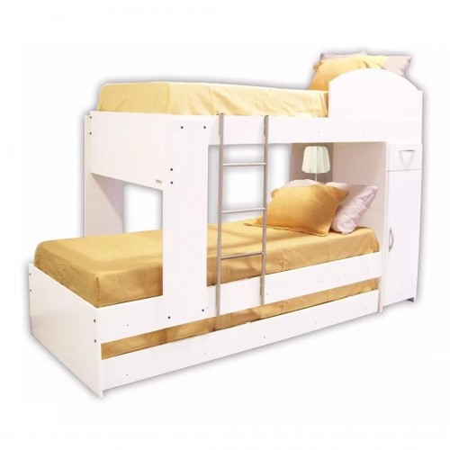 Cama Cucheta Triple Platinum 954 Con Placard  Blanco