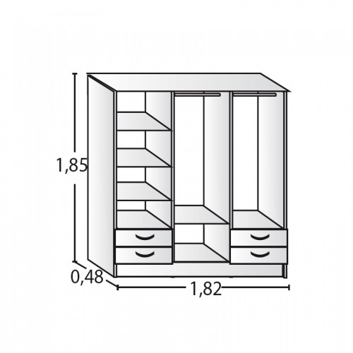 Imagen miniatura Placard Ropero Platinum Mod 916 1,86mts  Color Gris