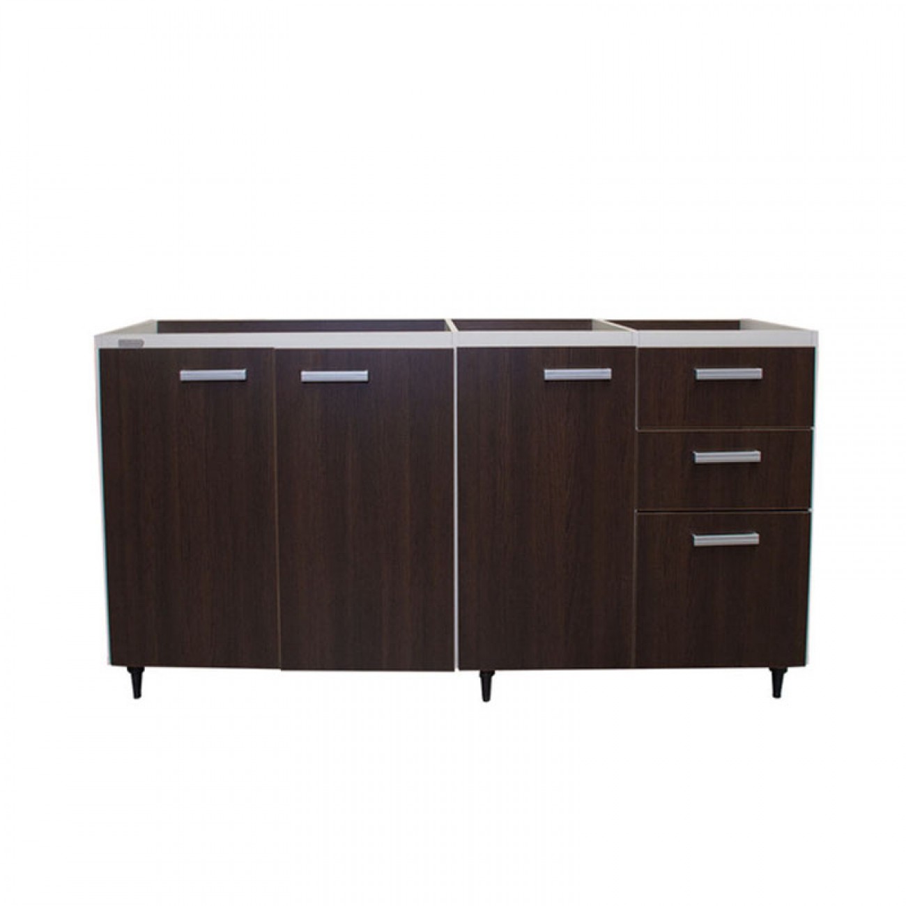 Imagen Bajo Mesada Platinum 3007 1.60 M 3 Puertas 3 Cajones Blanco Con Tabaco