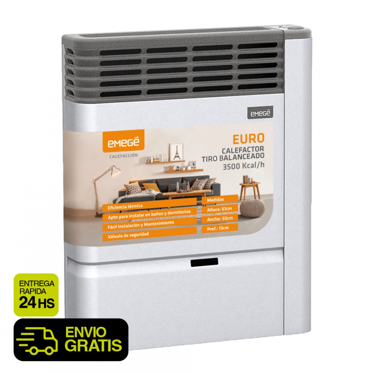 Imagen Calefactor Tiro Balanceado Emege Euro 2135 3500 Kcal&sol;h Bigas