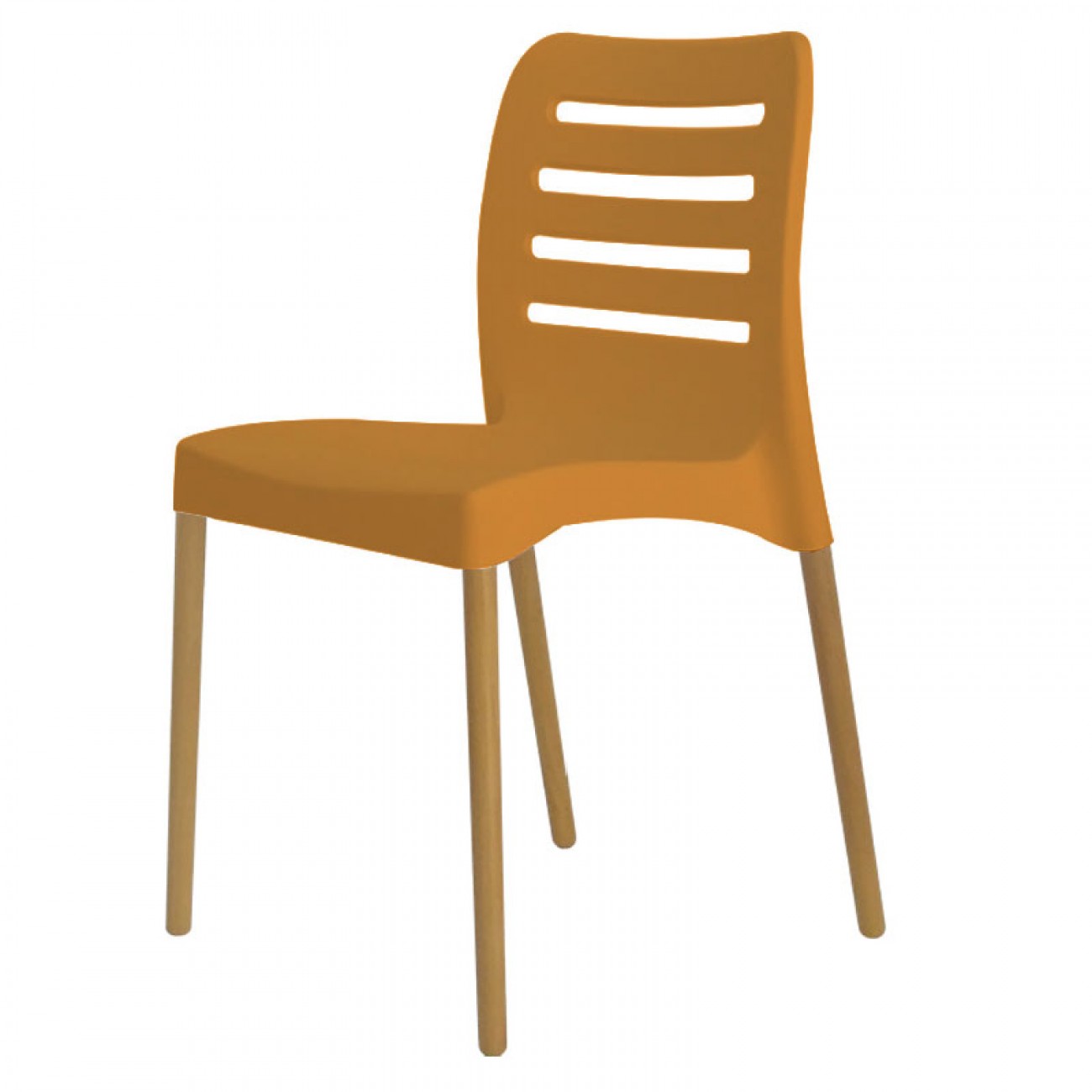 Imagen Silla De Dise&ntilde;o Comedor Sit Mobili 333 Ambar Patas Madera Naranja
