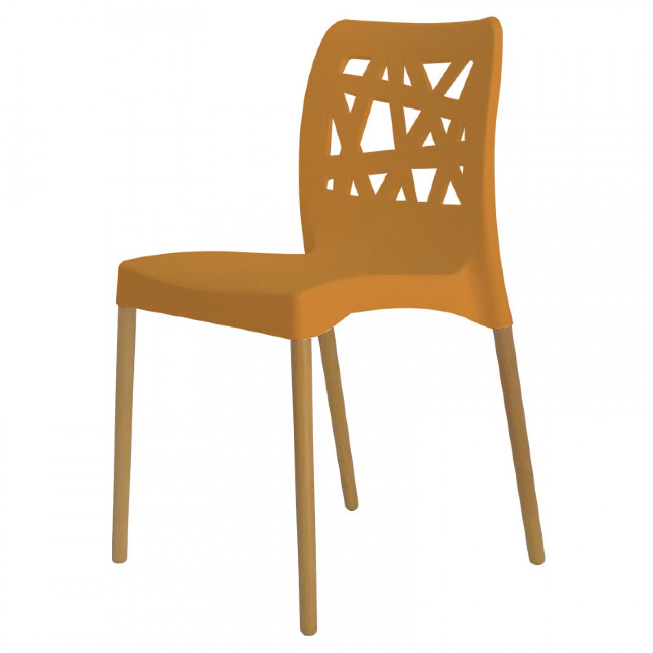 Imagen Silla De Diseño Comedor Sit Mobili 323 Franca Patas Madera Naranja