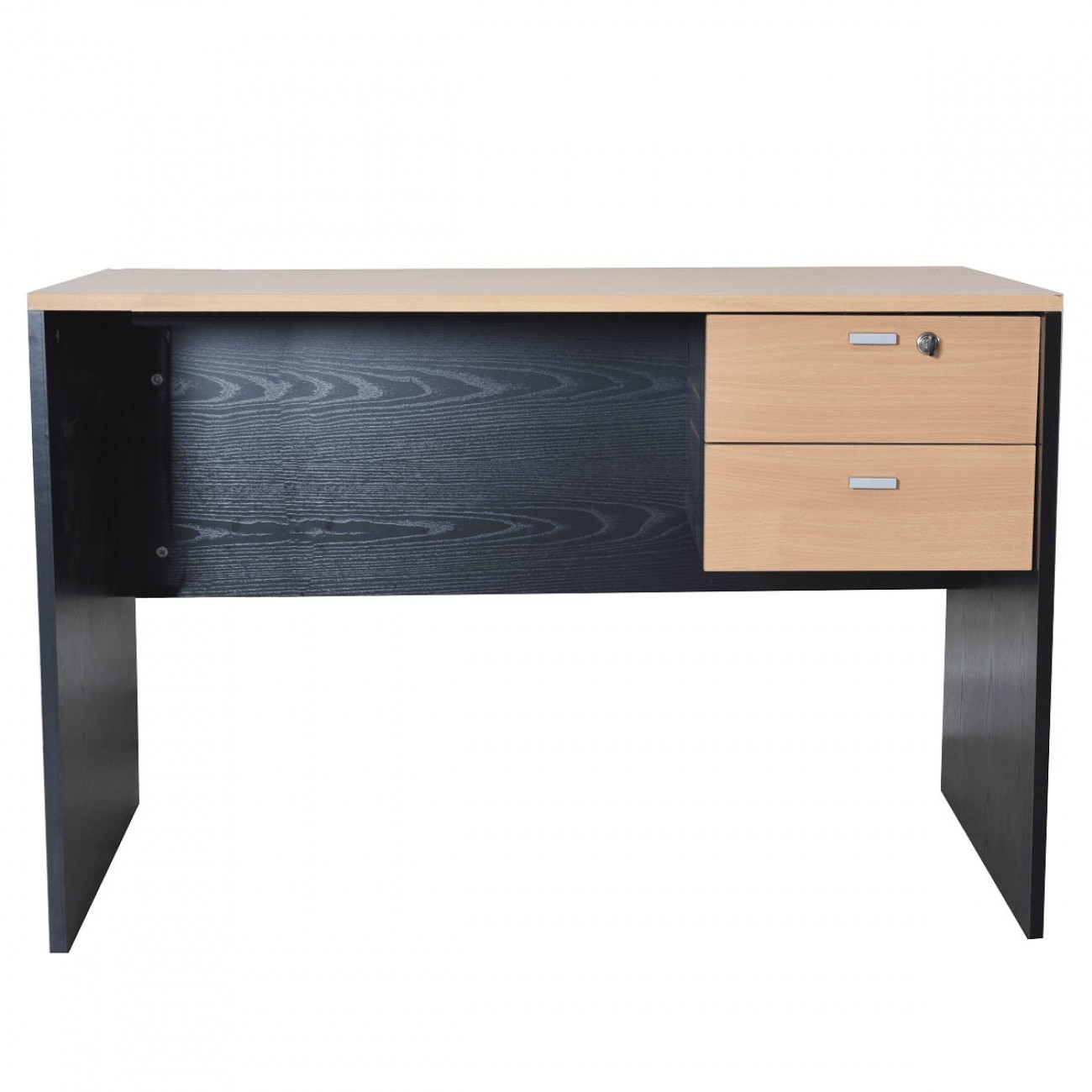 Imagen Escritorio Platinum 502 1.2mts 2 Cajones Con Cerradura Haya Con Negro
