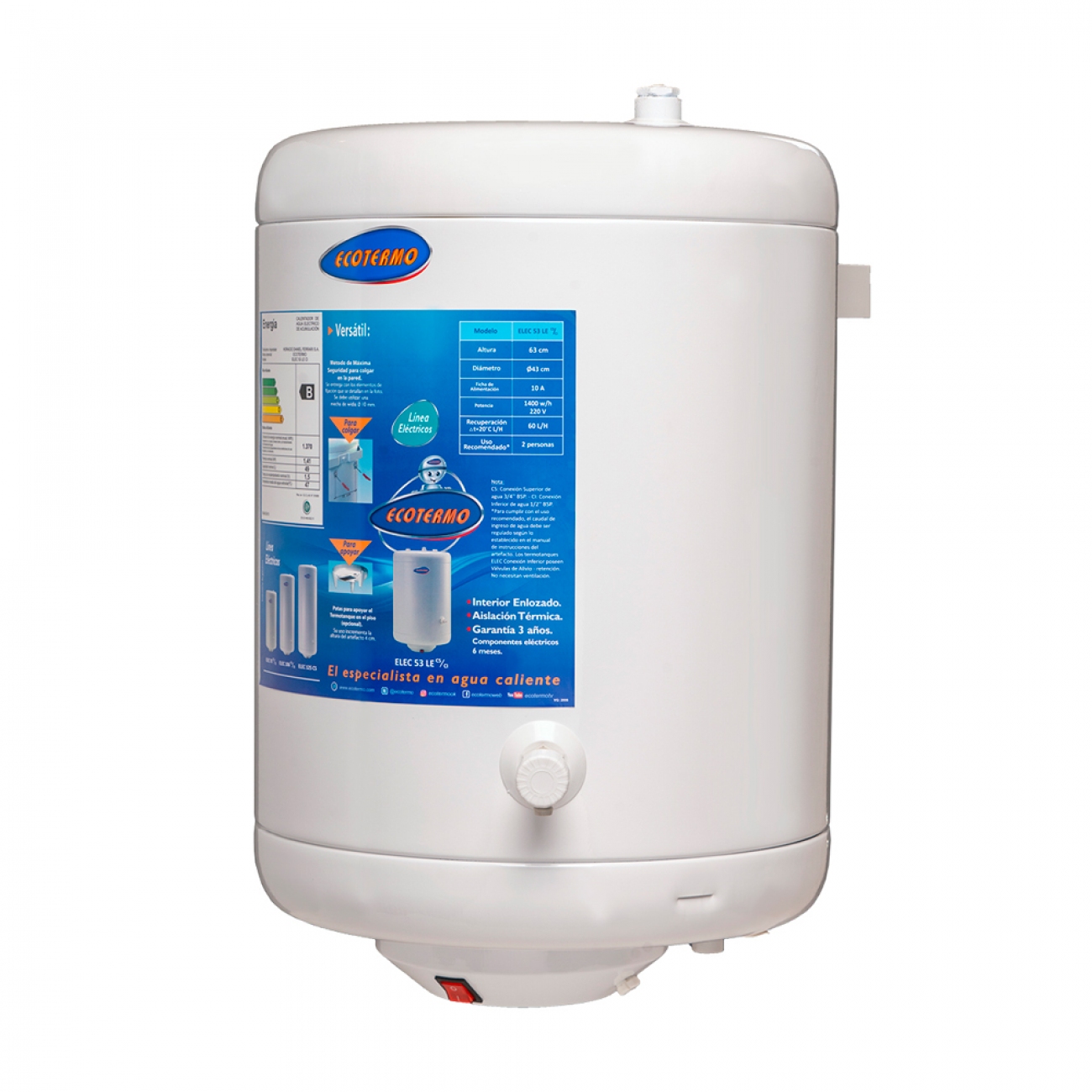 Imagen Termotanque Eléctrico Ecotermo Elec53le 49 Lts Conex Inferior