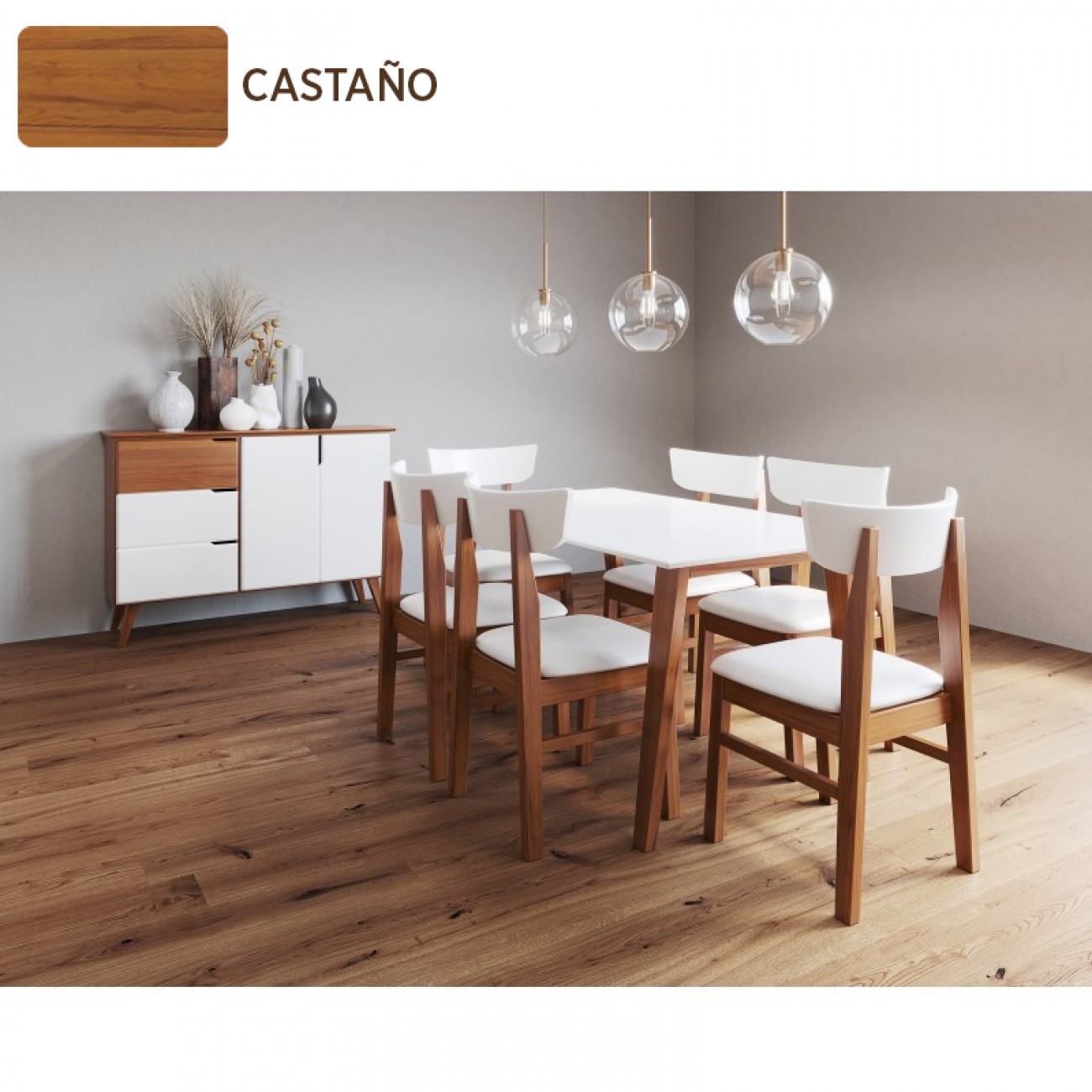 Imagen Silla Comedor Inmacol 140 Mediterraneo Curva Tapizada Madera Castaño