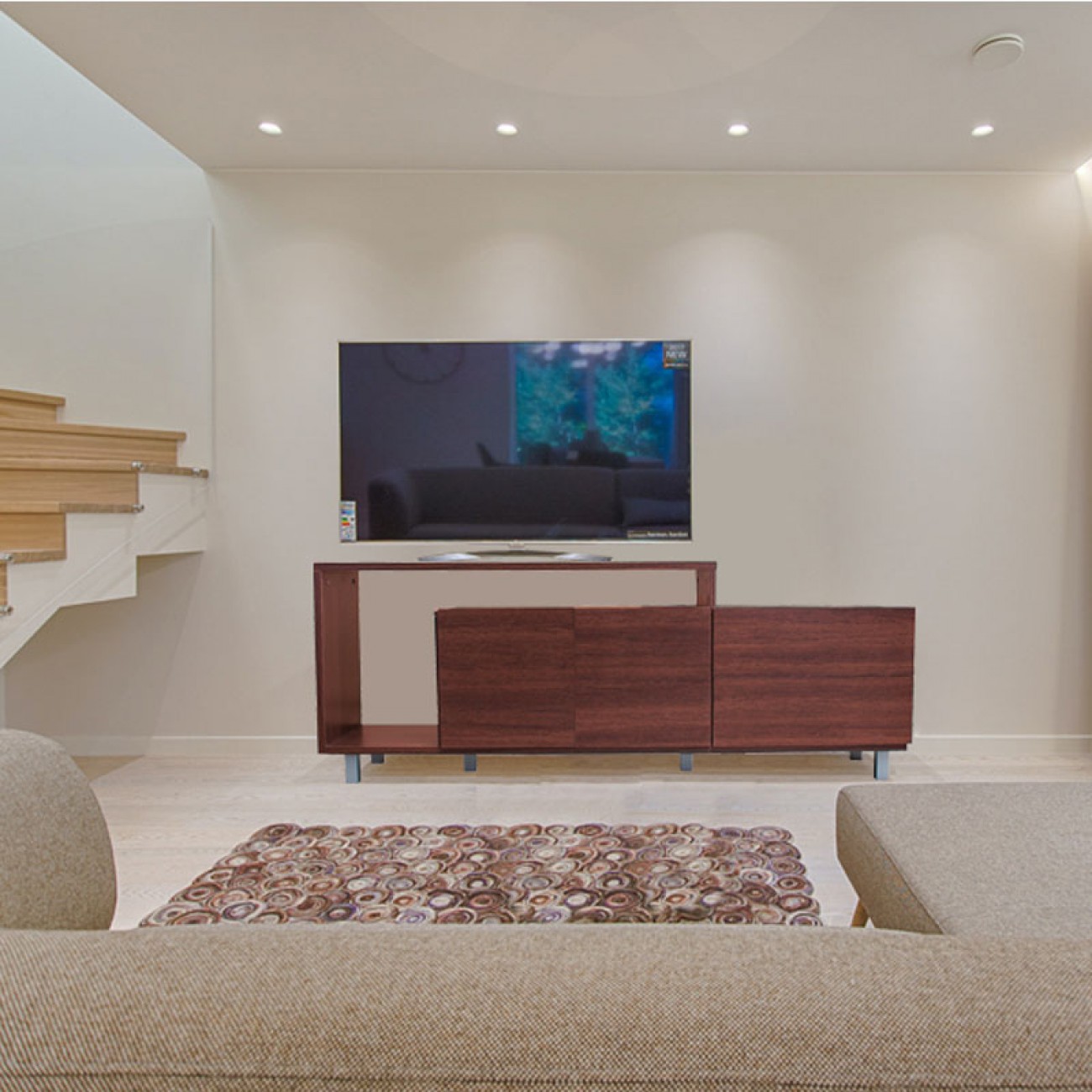 Imagen Rack De Tv Platinum 2605 1.8 M 2 Cajones 2 Puertas Estantes Cedro