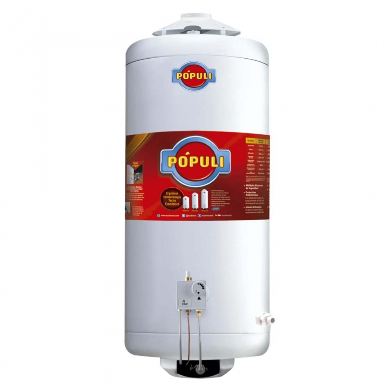 Imagen Termotanque A Gas Ecotermo Populi 70 C&sol;sup 70 Lts Ge