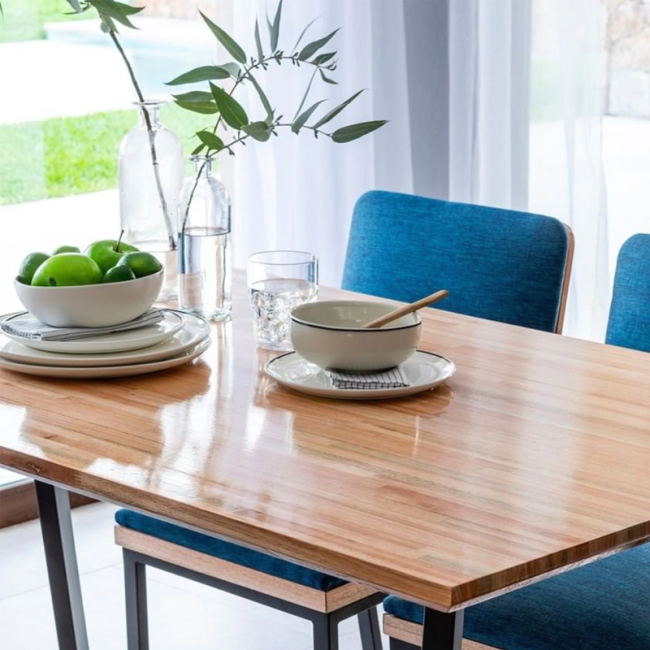 Imagen Mesa De Comedor Sil-car Tinca 150x80 Eucal Ca&ntilde;o 60x30 Negro Mate