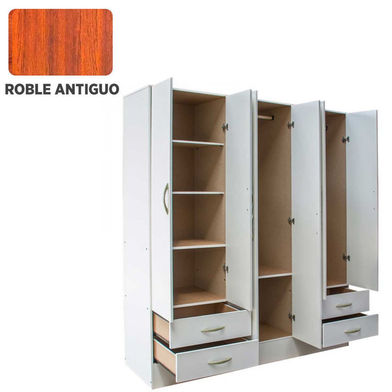 Imagen Placard Platinum 916-2 1.82 X 48 6 Puertas Roble Antiguo