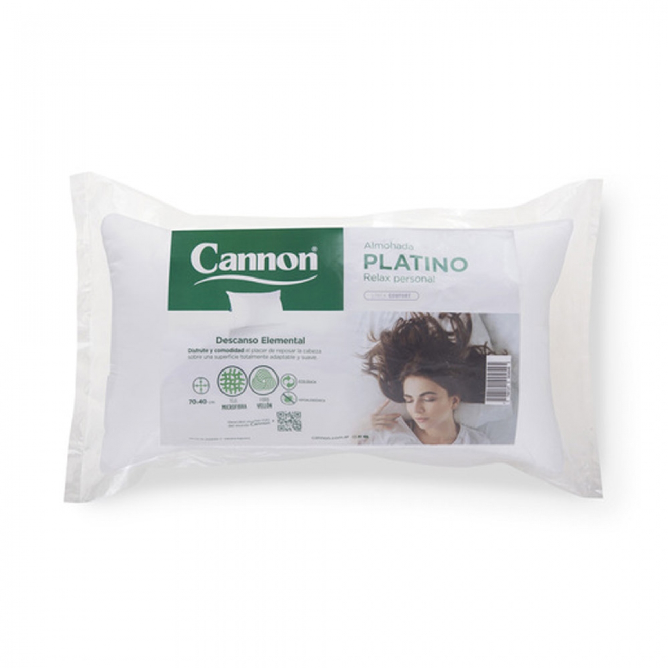 Imagen Almohada Cannon Platino 70 X 40 Tela Percal Antial&eacute;rgica