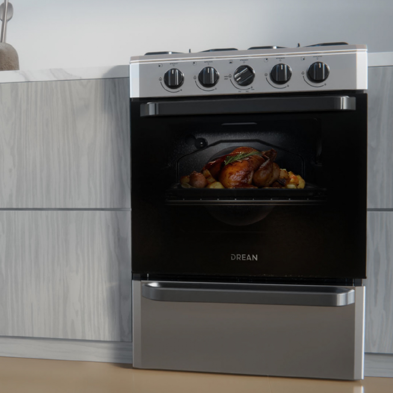 Imagen Cocina A Gas Drean Cd5602ai0 4 Hornallas Multigas Acero Inox