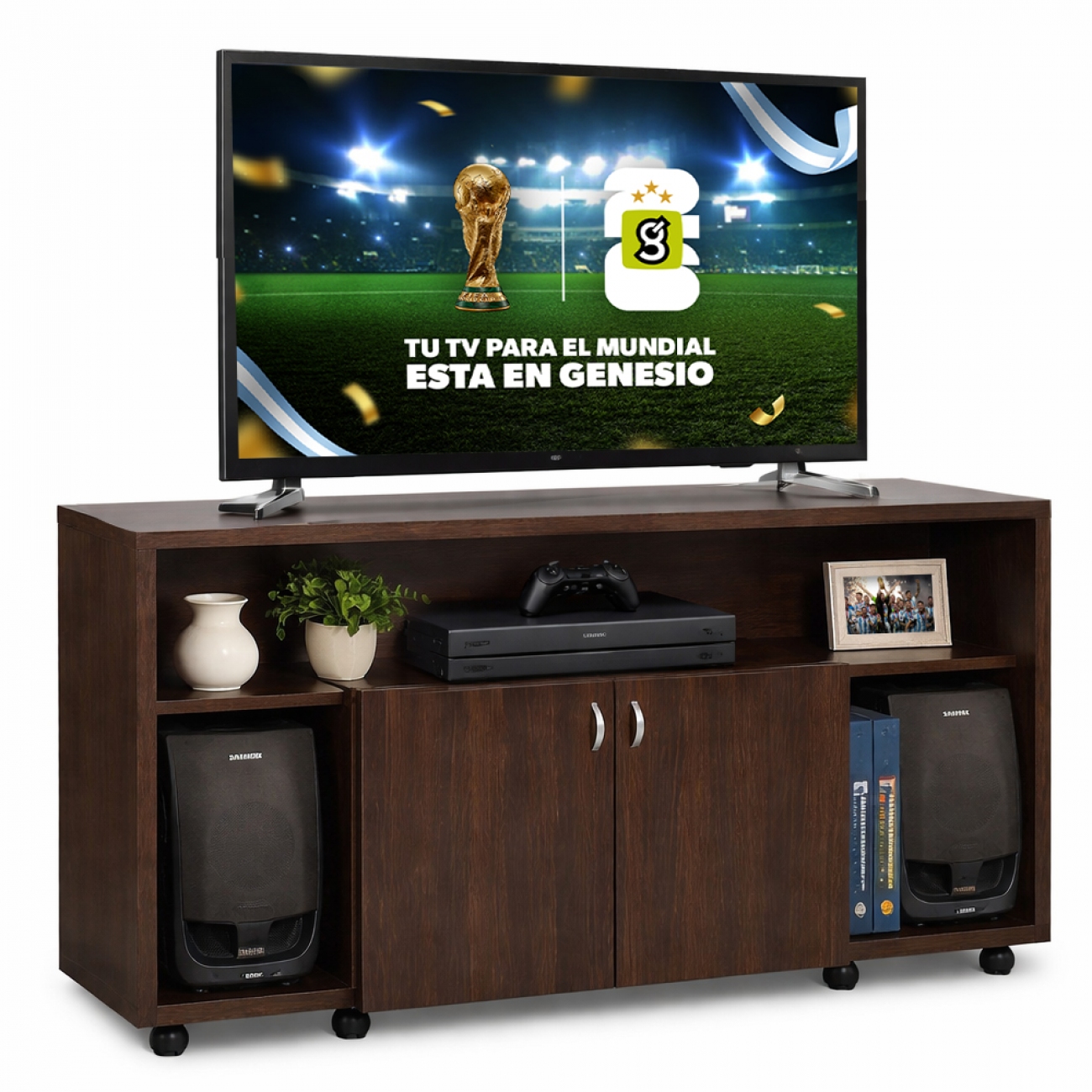 Imagen Mesa Rack Para Tv Led Audio Platinum 2604 1mt Tabaco