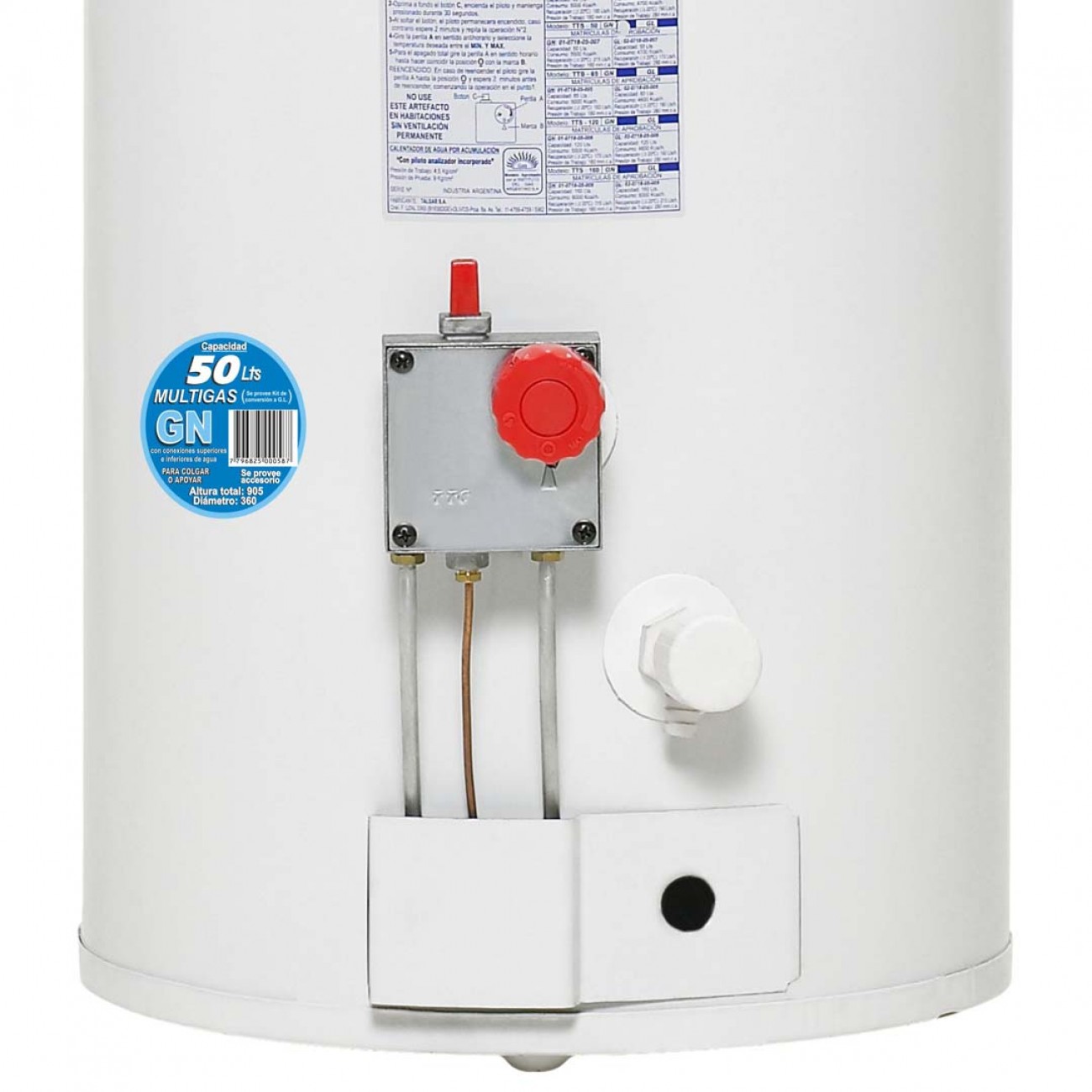 Imagen Termotanque A Gas Alta Recuperación Señorial Tsz-50 50 Lts