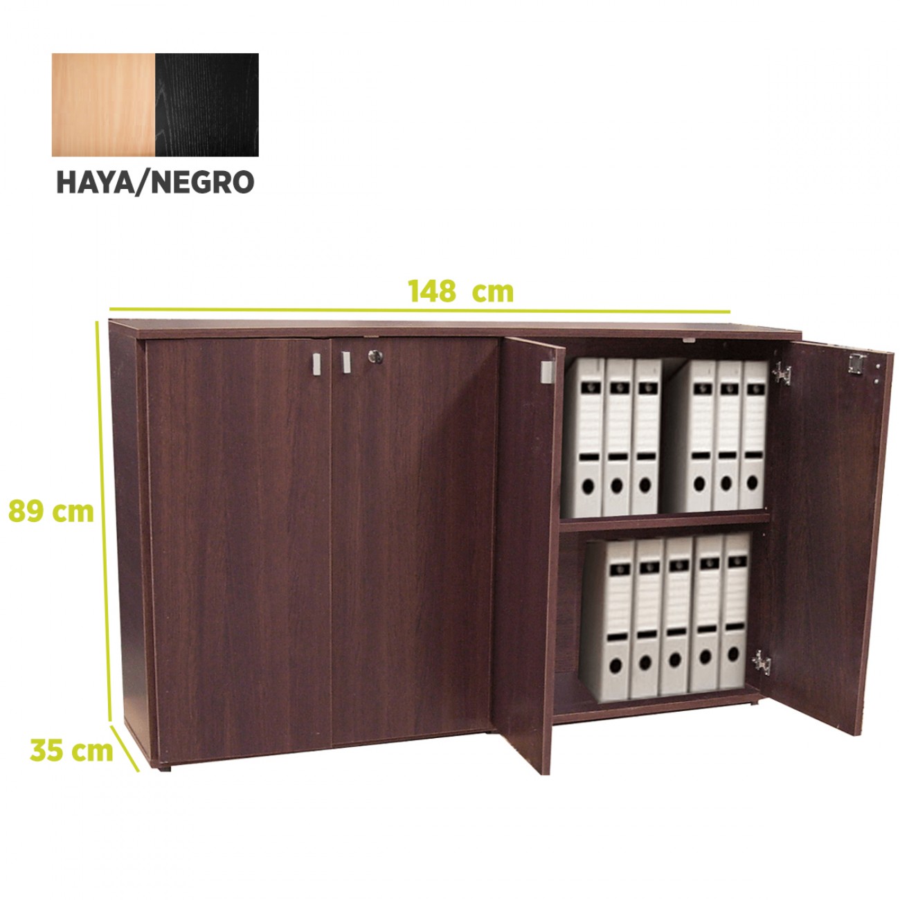 Imagen Biblioteca Inferior Platinum 505 Puertas De Abrir Haya/negro