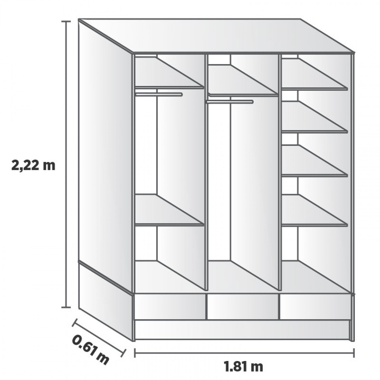 Imagen Placard Ropero Platinum 635 1&comma;8 Mts Puertas Corredizas Gris Andino
